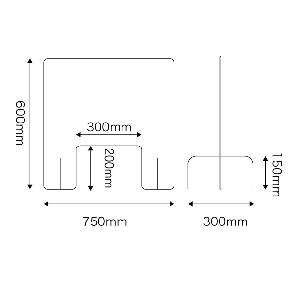 クリアパーテーション 窓付き 横750mm×縦600mm 感染対策 仕切り